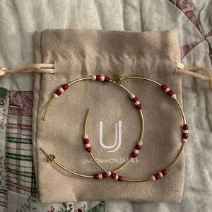 NWT Uncommon James Extra Large Gold and Beaded Hoop Earrings